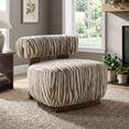 thumbnail image 2 of Furniture of America Zenya Modern Chenille Zebra-stripe Pattern Accent Chair, Beige, 2 of 11
