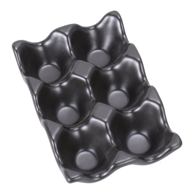 6 Grids Egg Holder Ceramic Anti-Slip Egg Box Refrigerator Shockproof Egg Storage Box (Black)