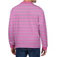 thumbnail image 4 of QHRMKOG Mens Long Sleeve Polo Shirts Comfort Striped Cotton Golf Shirt Loose Fit Collared Golf Tshirt Trendy Pullover Top Pink L, 4 of 6