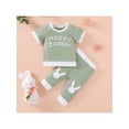 thumbnail image 3 of Kmbangi Newborn Patchwork Two-Piece Outfits, Easter Day Theme Short Sleeve Round Neck Letter Print T-Shirt + Rabbit Long Pants, 3 of 9