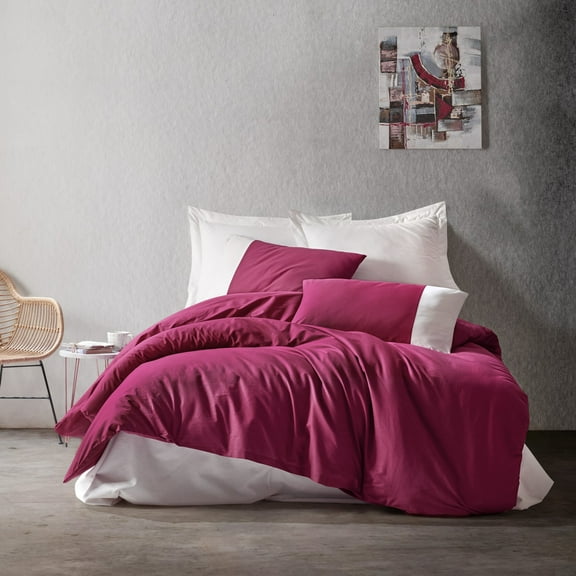 SUSSEXHOME Wine Forever 0 Cotton Duvet Cover Set Claret, King Size Duvet Cover, 1 Duvet Cover, 1 Fitted Sheet and 2 Pillowcases, Iron Safe, Hypoallergenic, Breathable Bedding Set