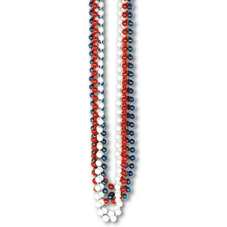 Beistle Patriotic American Small Round Bead Beaded Party Necklaces Costume Accessory