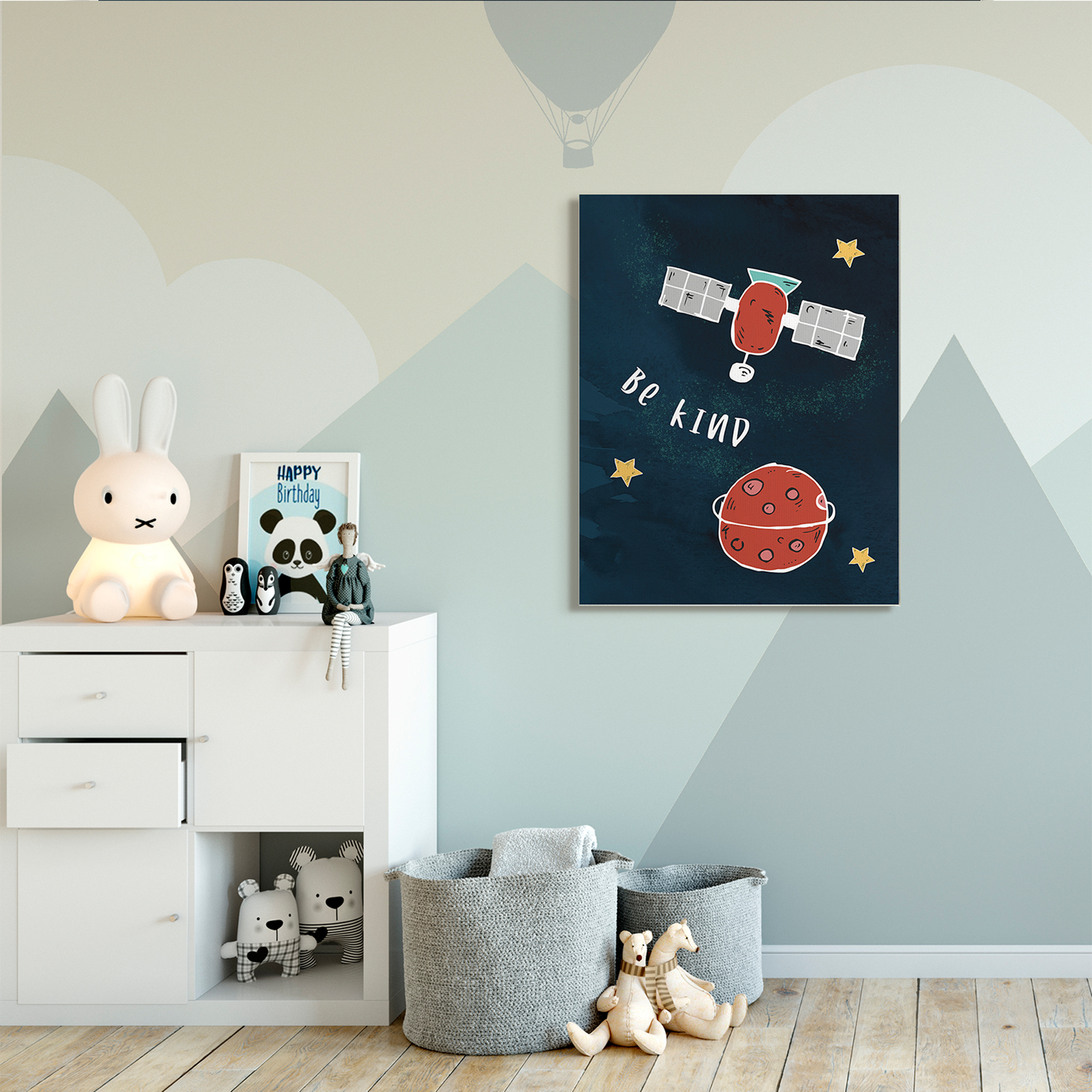 Stupell Industries Be Kind Phrase Red Planet Satellite and Stars,36 x 48,Designed by Daphne Polselli