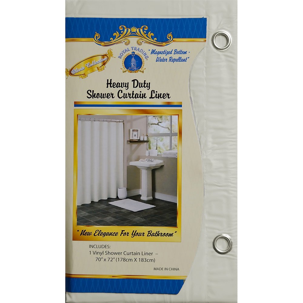 Beige Vinyl Shower Curtain Liner Metal Grommets, 70"W x 72"L