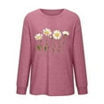 thumbnail image 4 of Women Crewneck Daisy Print Long Sleeve Sweatshirt Cotton Graphic Tops Casual Loose Fit Pullover Shirts for Fall Winter, 4 of 4