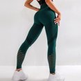 thumbnail image 1 of Mujer fitness leggings yoga costura súper elástico sudor absorbente jogging pantalones de color sólido hueco agujero casual caminando legging verde m seitruly AP004679-14, 1 of 7