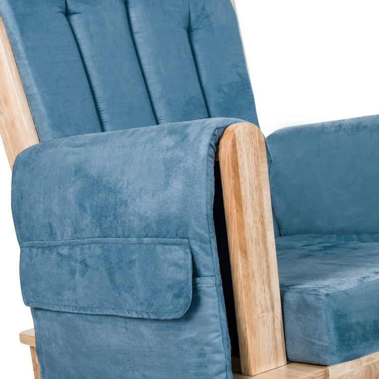 Foundations SafeRocker Steel Swivel Glider Rocker Wood Base Blue