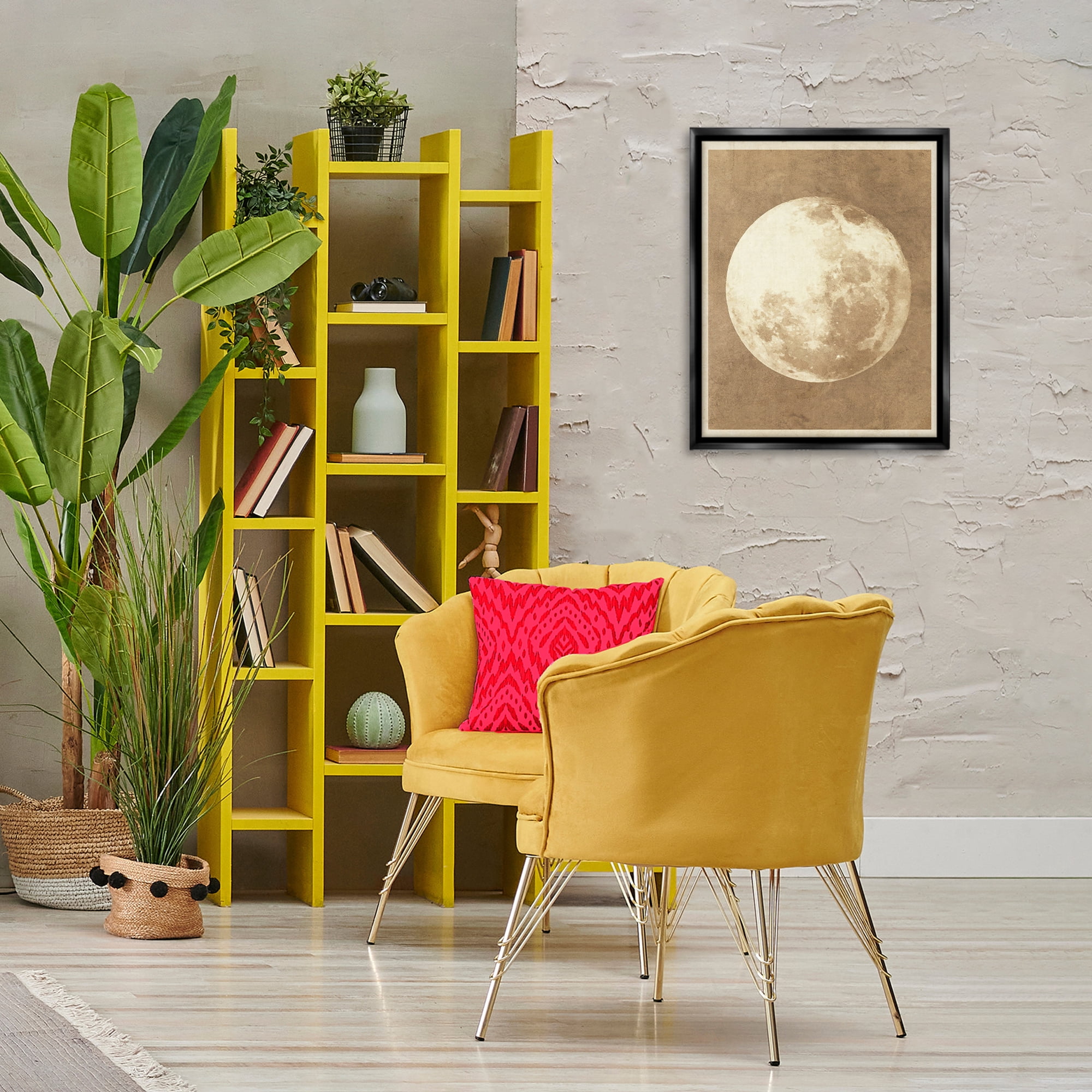Stupell Industries Rustic Neutral Moon Astrology & Stars Painting Black Floater Framed Canvas Art Print Wall Art, 17 x 21