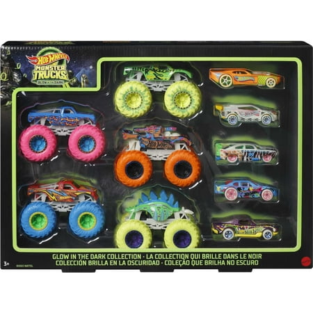 Hot Wheels - Monster Trucks 1:64 Scale Glow in the Dark Vehicles (10-Pack)