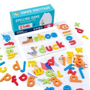 Wood Spelling Words Jeu Lettre Reconnaissance Carte Montessori Puzzle STEM Jouet éducatif précoce pour l'âge 3+ Hommes & Filles