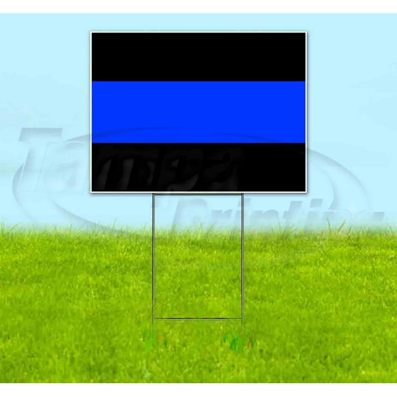 Thin Blue Line (18" x 24") Yard Sign, Includes Metal Step Stake