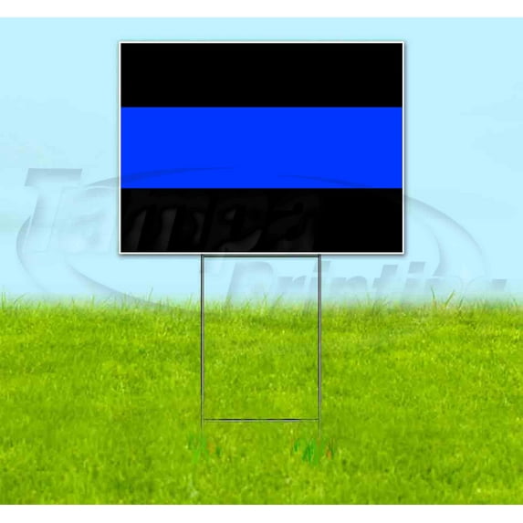 Thin Blue Line (18" x 24") Yard Sign, Includes Metal Step Stake