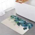 thumbnail image 5 of 2 Pcs Peacock Feather Kitchen Rugs, Comfort Standing Floor Mat, Non-Slip Runner Mats for Office Kitchen Laundry Bathroom 18x30in+18x47.2in, Teal Blue Turquoise Floral Green Leaf, 5 of 6