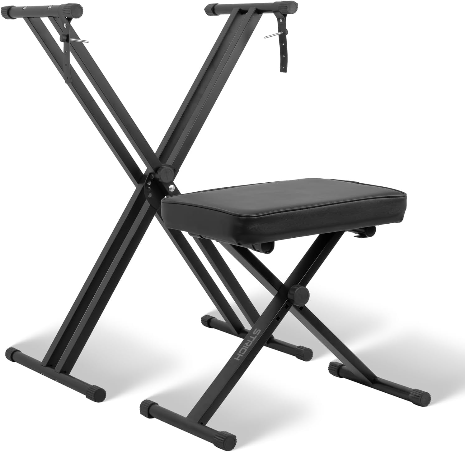 Piano Keyboard Stand & Bench Set, Z-Style Portable Heavy Duty Digital Piano Stand for 54-88 Key Electric Pianos & X-Style Adjustable Piano Bench, Chair, Black, SKT-02S & SPB-M10