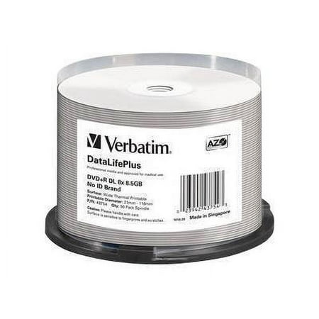 UPC: 0023942437543 | Verbatim DataLifePlus 43754 DVD Recordable Media – DVD+R DL – 8x – 8.50 GB – 50 Pack Spindle