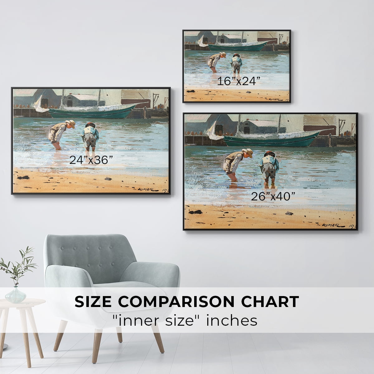 Vintage Landscape-CVII By Wexford Home Framed in Black Wood Gallery Wrapped Canvas 25 in. x 37 in.