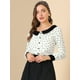 thumbnail image 2 of Camisa de manga larga con botones y cuello en contraste estampado de corazones para mujer Allegra K Blanco S, 2 of 6