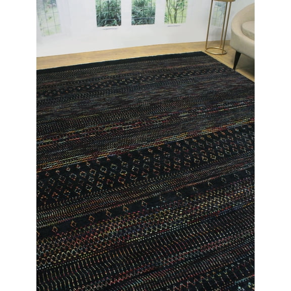 Peshawar Rodger Black/Burgundy Rug, 8'4" x 11'9"