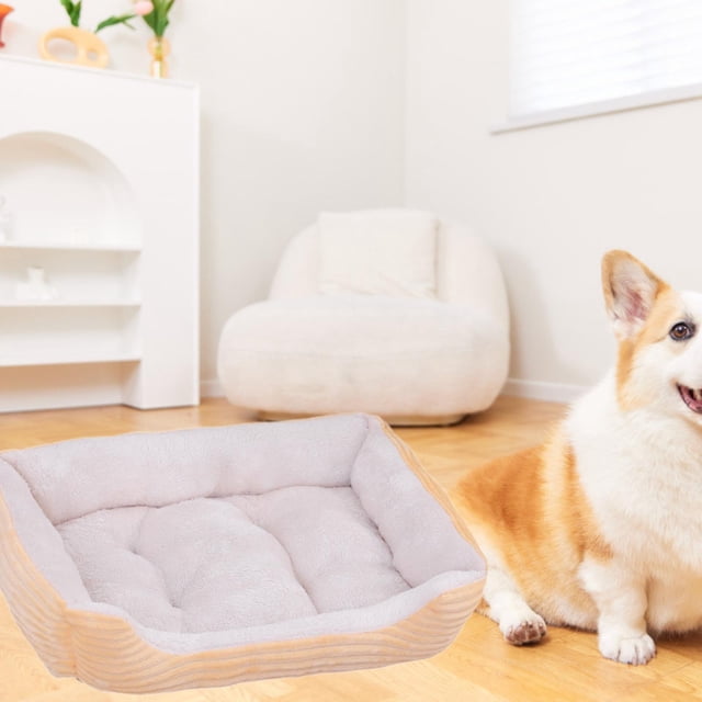 Sofá cama para perros pequeños Yinane cama para cachorros lavable terciopelo amarillo 60 cm x 45 cm