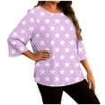 thumbnail image 2 of Xuniizn Womens Plus Size Tops Casual Crewneck Star Print 3/4 Sleeve T Shirts Soft Loose Breathable Holiday Cute Blouses, L-5XL, 2 of 6