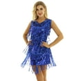 thumbnail image 2 of iiniim Women's V Neck Tiered Sequins Tassels Ballroom Latin Salsa Tango Cha Cha Dance Dress, 2 of 7