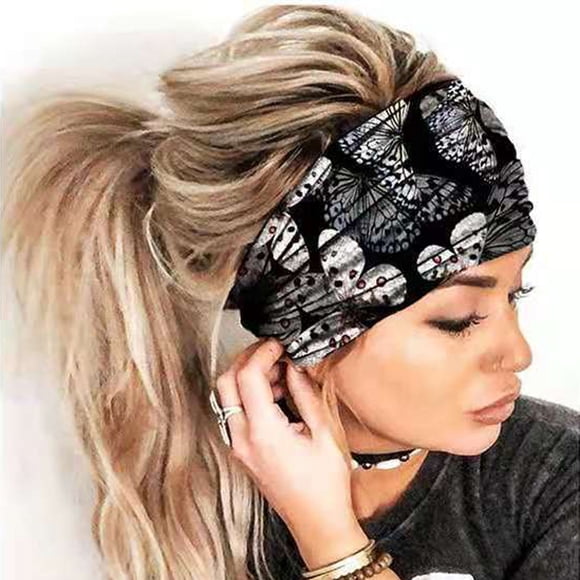 Harpily Women Print Headband Elastic Head Wrap Hair Band Bandana Headband