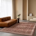 thumbnail image 4 of Toyoso 5'x7' Distressed Persian Area Rug - Rustic Brick Red & Terracotta Silicone Rug, Antique Southwestern Washable Floor Decor, Non-Slip Low-Pile Indoor Mat for Living Room & Study Office, 4 of 9