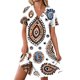 thumbnail image 4 of Zapatos de Vestido Casual para Mujeres con Cuello en V Impreso Y Mangas Enrolladas, Vestido Corto para Mujeres Casual, Poliéster Ligero para la Primavera, 4 of 8