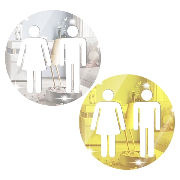 FONWILYO 2Pcs Assorted Color Bathroom Wall Signs with Clear Male and Female Symbols for Public Venues