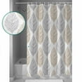 thumbnail image 4 of Grey and Shower Curtain, 60" x 72", Khaki Olive Leaf Texture Watercolor Waterproof Bathroom Curtain Washable Shower Curtain Set with 12 Hooks, 4 of 6