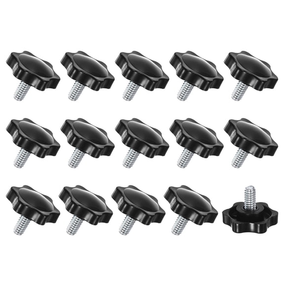 Uxcell 15-Pack Star Clamping Knobs, 1/4"x12mm Hand Tightening Screws Handle 32mm