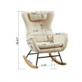 thumbnail image 3 of Rocking Chair Nursery with Side Pocket, Nursery Rocking Chairs with High Backrest and Armrest, Built-in Headrest, Comfy Glider Rocking Chair, Reading Nursing Arm Chair for Living Room, Bedroom, Beige, 3 of 6