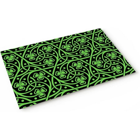 

St. Patrick s Day Indoor Door Mat Floor Mat Anti-Skid Inside Door Rugs Doormat for Kitchen Bathroom Patio High Traffic Areas Green Polka Dots Shamrock Texture 20x32 Inch