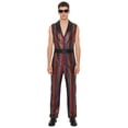 thumbnail image 6 of TiaoBug Men's Retro 70s Outfit Disco Dance Jumpsuit Sleeveless Shiny Metallic V-Neck Bodysuit Clubwear Rainbow L, 6 of 7