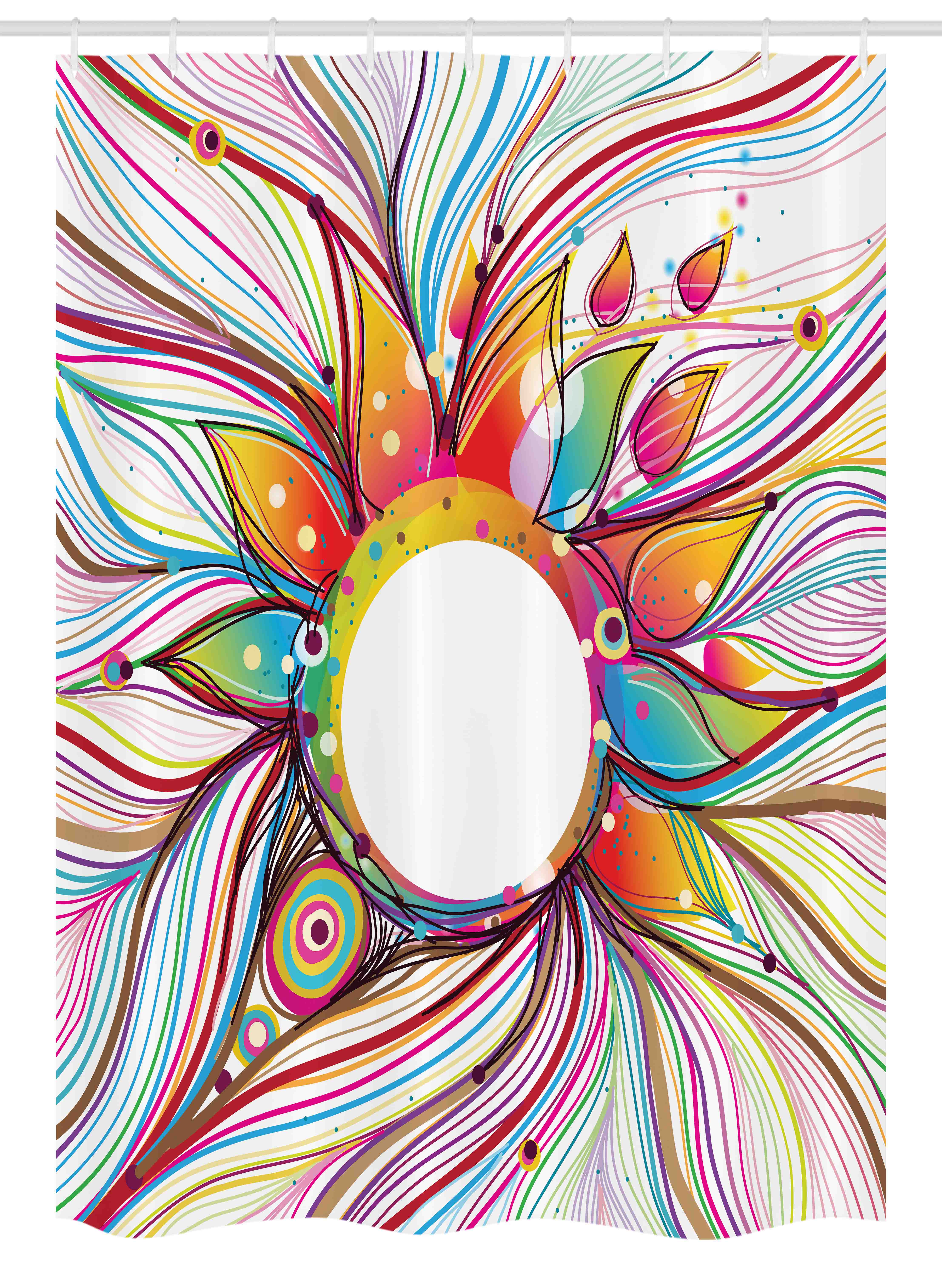 Abstract Stall Shower Curtain, Absurd Vector Smoky Wavy Floral Design