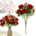 thumbnail image 1 of 5 Roses Osseuses Rouges Artificielles, 5 Têtes Oss Rose Fleur Artificielle Artificielle 5 Têtes Oss Rose Fleur Artificielle Coupe-Vent l'Atmosphère de l'Automne, 1 of 9