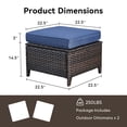 thumbnail image 7 of Unnifurnzi Outdoor Ottoman Set of 2-All Weather Wicker Outdoor Footstool with Removable Cushions Outdoor Olefin Fabric Patio Ottoman for Deck Porch Balcony Garden-Brown/Blue, 7 of 7
