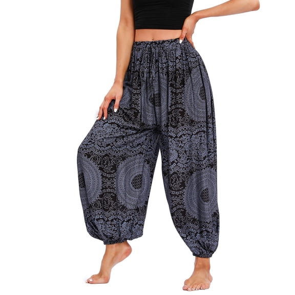SWSMCLT Women's Boho Yoga Pants Bohemian Comfy Casual Ankle Fashion Beach Hippie Workout Trousers Lightweight Style2 Small-X-Large