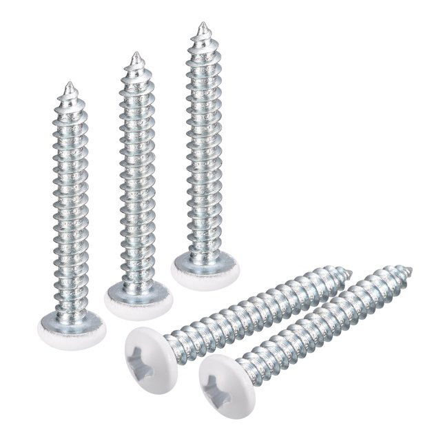 Tornillos blancos ST4x30mm, tornillos autorroscantes, paquete de 50, tornillos Phillips de cabeza plana para trabajos en madera