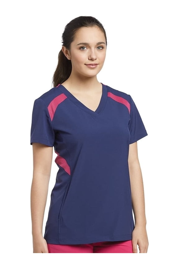 Fit by White Cross Women's V-Neck Mesh Contrast Solid Scrub Top
