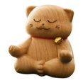 thumbnail image 2 of Estatua de gato de madera tallada, adorno tallado, regalo de la fortuna, figura de animal coleccionable Estilo C, 2 of 9