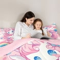 thumbnail image 4 of Metsweet Kawaii Unicorn Queen Comforter Set 3 Pieces, Cartoon Love Heart Rainbow Comforter Sets Queen,Pink Reversible,1 Comforter and 2 Pillowcases, 4 of 6