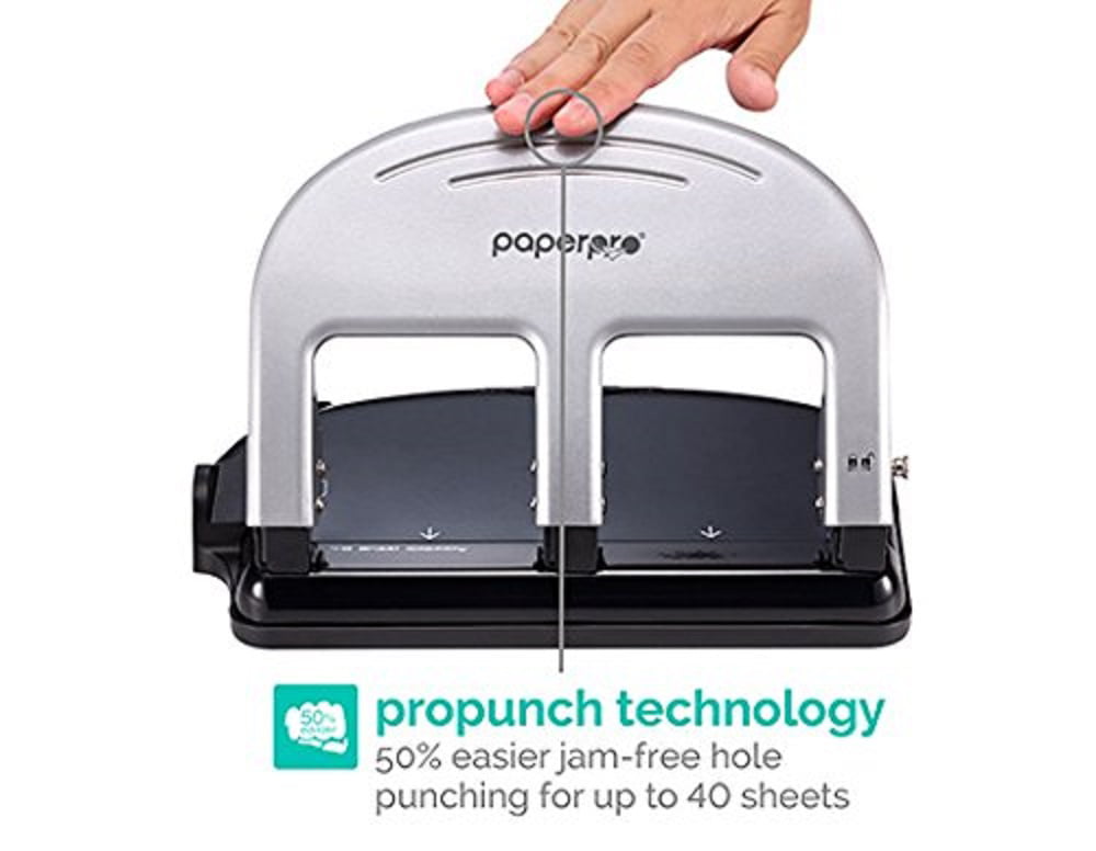 PaperPro inPRESS 40 Reduced Effort 3-Hole Punch 2 Pack 2240 40 Sheets Silver 