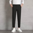 thumbnail image 2 of USNSM Men's Suit Pants Slim Fit Dress Pants for Men Daily Commuting Straight Leg Trousers Vintage Lightweight Casual Pants Black XXL, 2 of 5