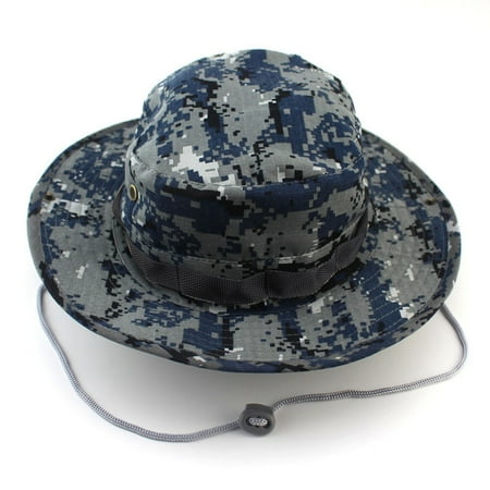 GOOHOCHY Fashion Unisex Adult Outdoor Sports Wide Brim Boonie Hat Fishing Hat - Free Size (Blue Camouflage)