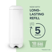 Diaper Genie Signature White Pail Includes 1 Easy Roll Refill with 18 Bags
