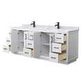 thumbnail image 3 of Wyndham Collection Miranda 84" Veneer Wood Double Bathroom Vanity in White/Black, 3 of 6