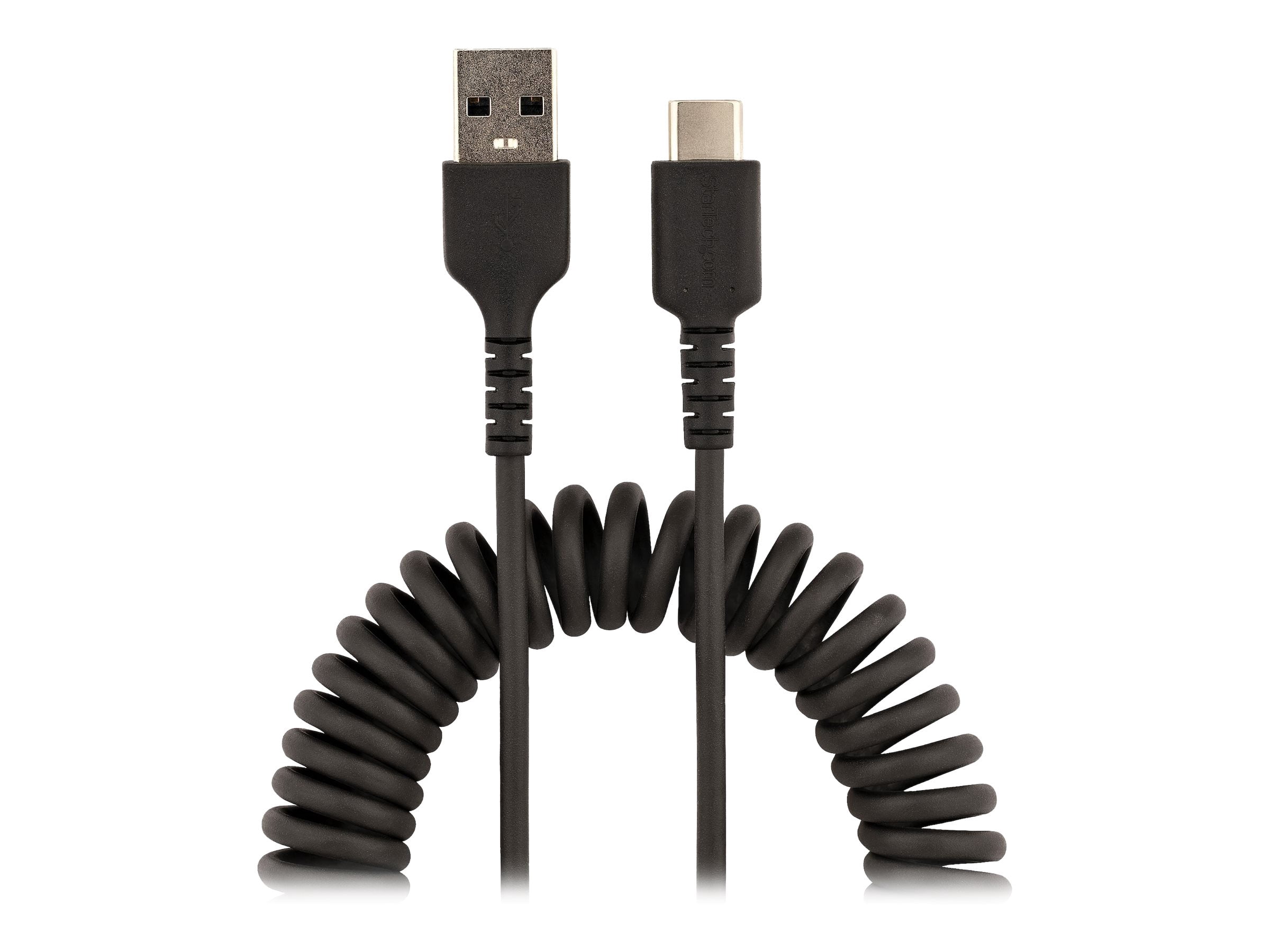 Startech 3ft 1m Usb A To C Cable Coiled Heavy Duty Usb 2.0 A To Type-c Durable Fast & Sync Usb-c Cable Black M/m R2acc1musbcable