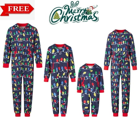 

Christmas Pajamas for Family Matching Sets One Piece Pajamas Hooded Zippered Pajamas for Adult Kids Baby
