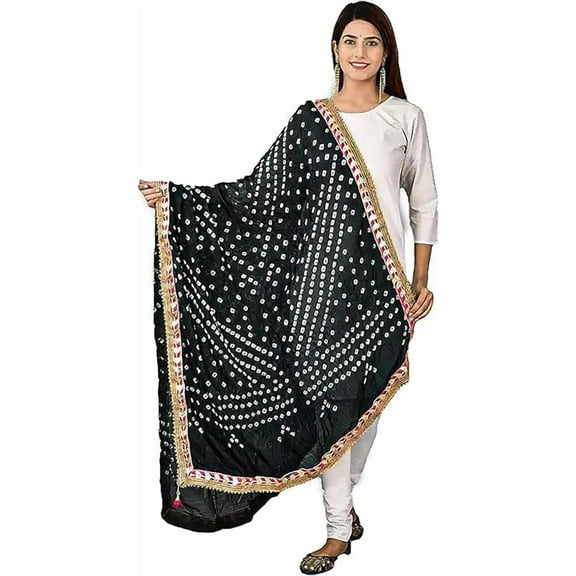 ETHINIC Craft Hub® Women's Tafeta Silk Dupatta Bandhani Bandhej Jaipuri Rajasthani Dupatta